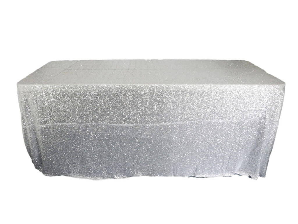 Rectangular Silver Sequin Tablecloth