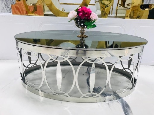 Silver Oval Coffee Table
